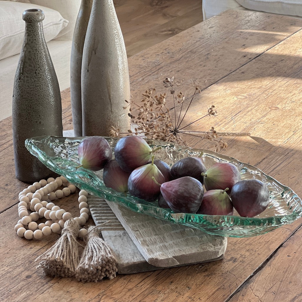 Recycled Glass Banana Leaf Platter