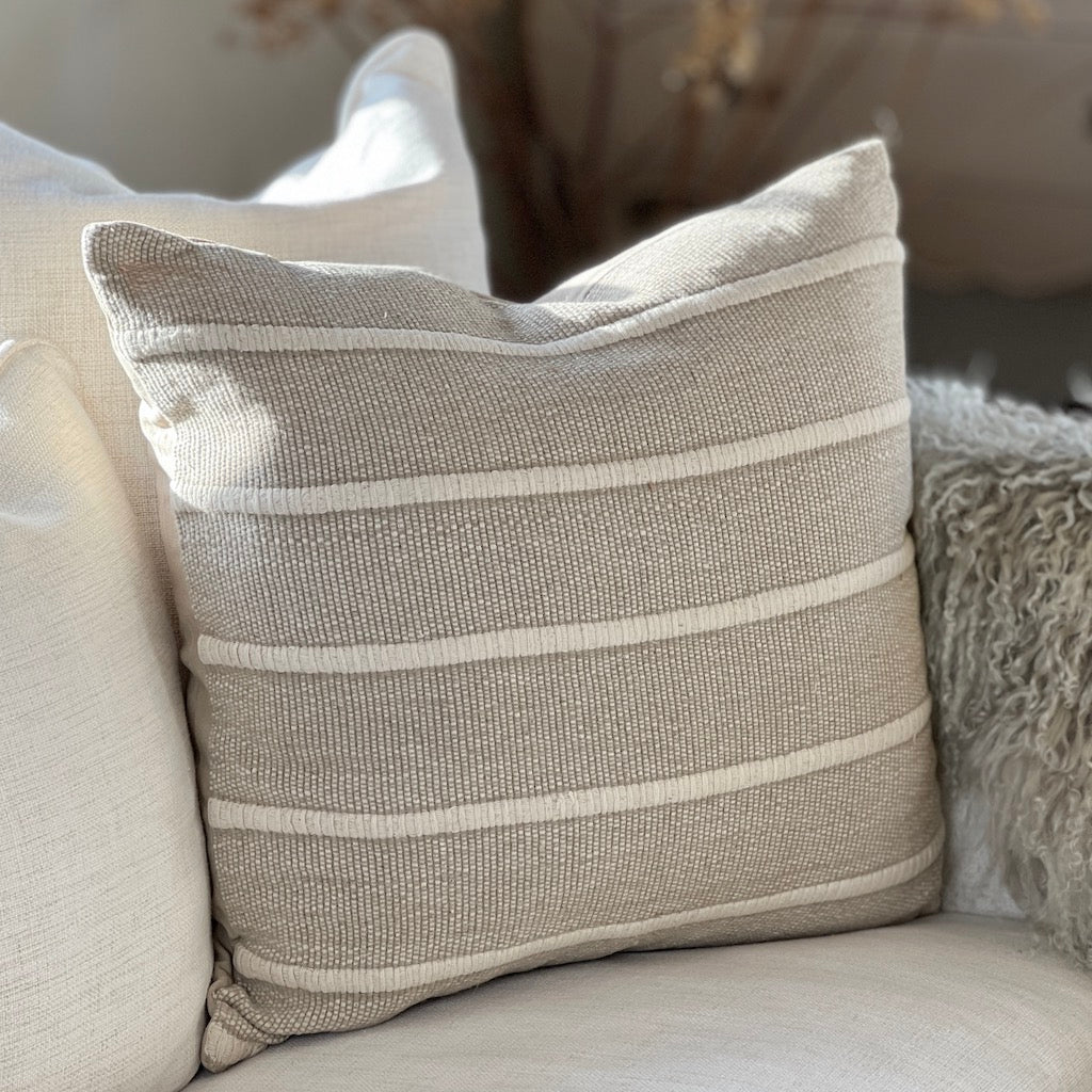 Natural Linen Linear Cushion Cover
