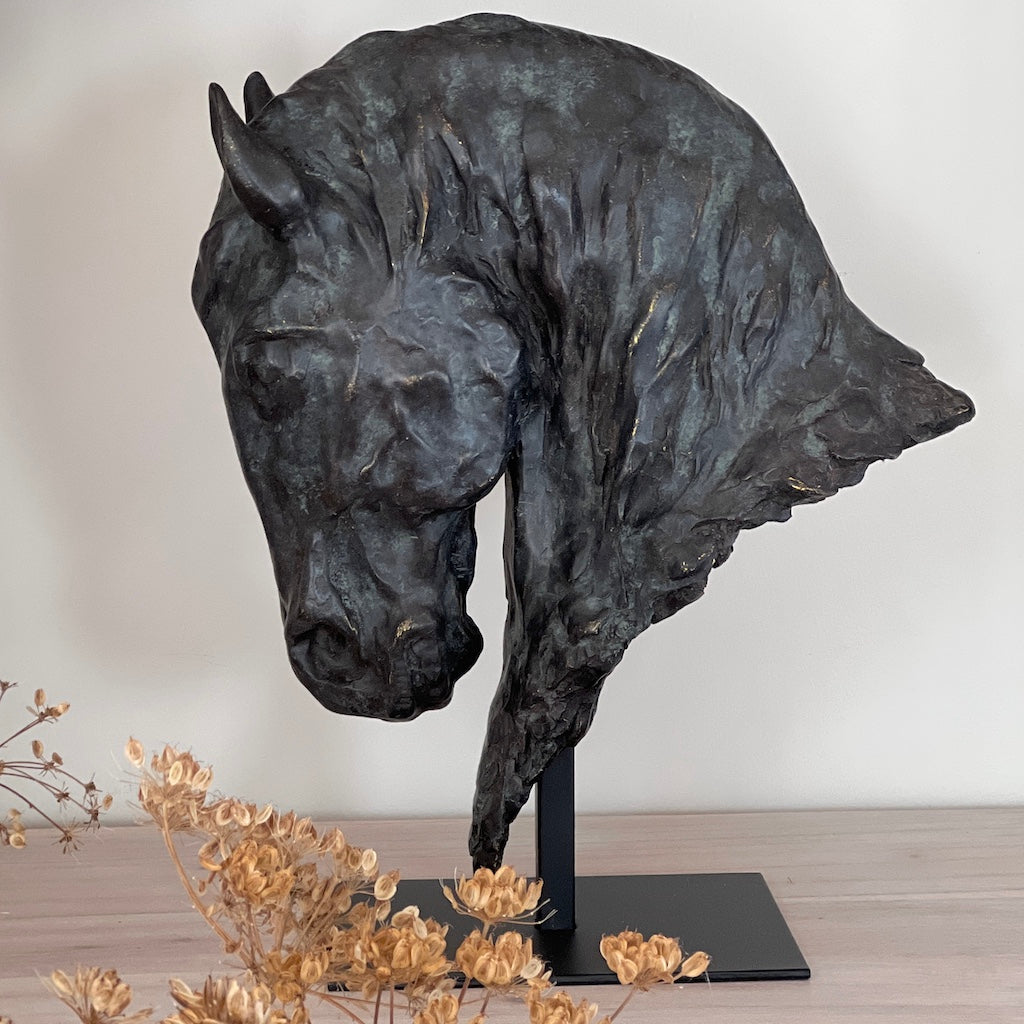 Black Horse Head Rough Cast Sculpture