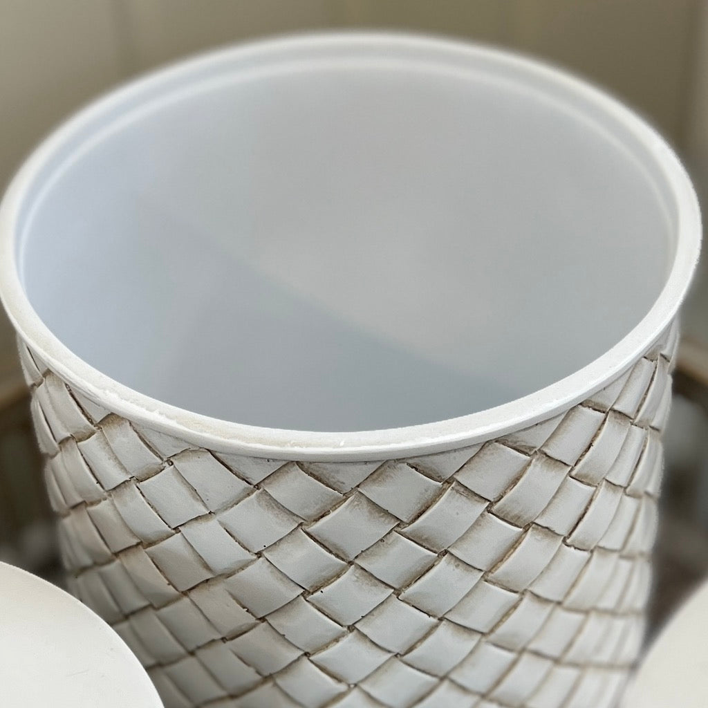 Cream Lattice Lidded Storage Jar