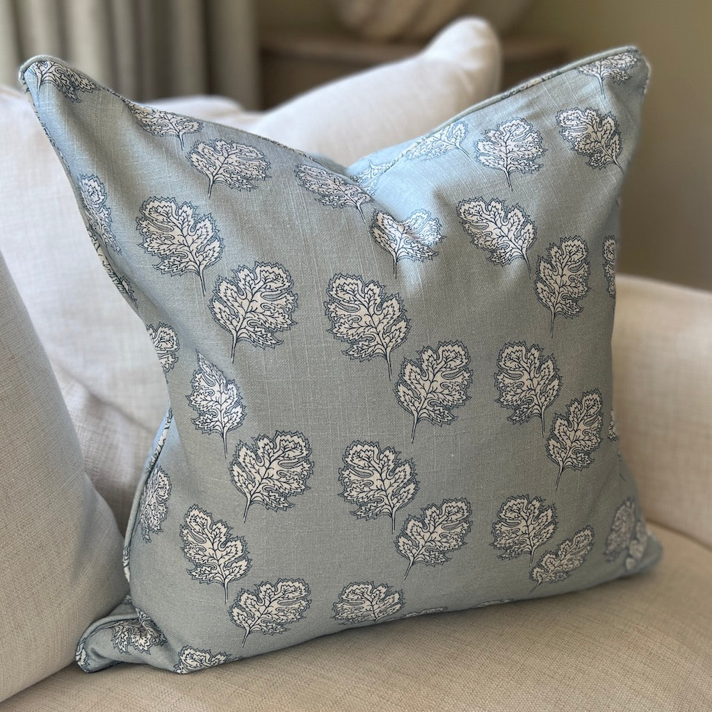 Mandore Leaf Blue Print Cushion Cover