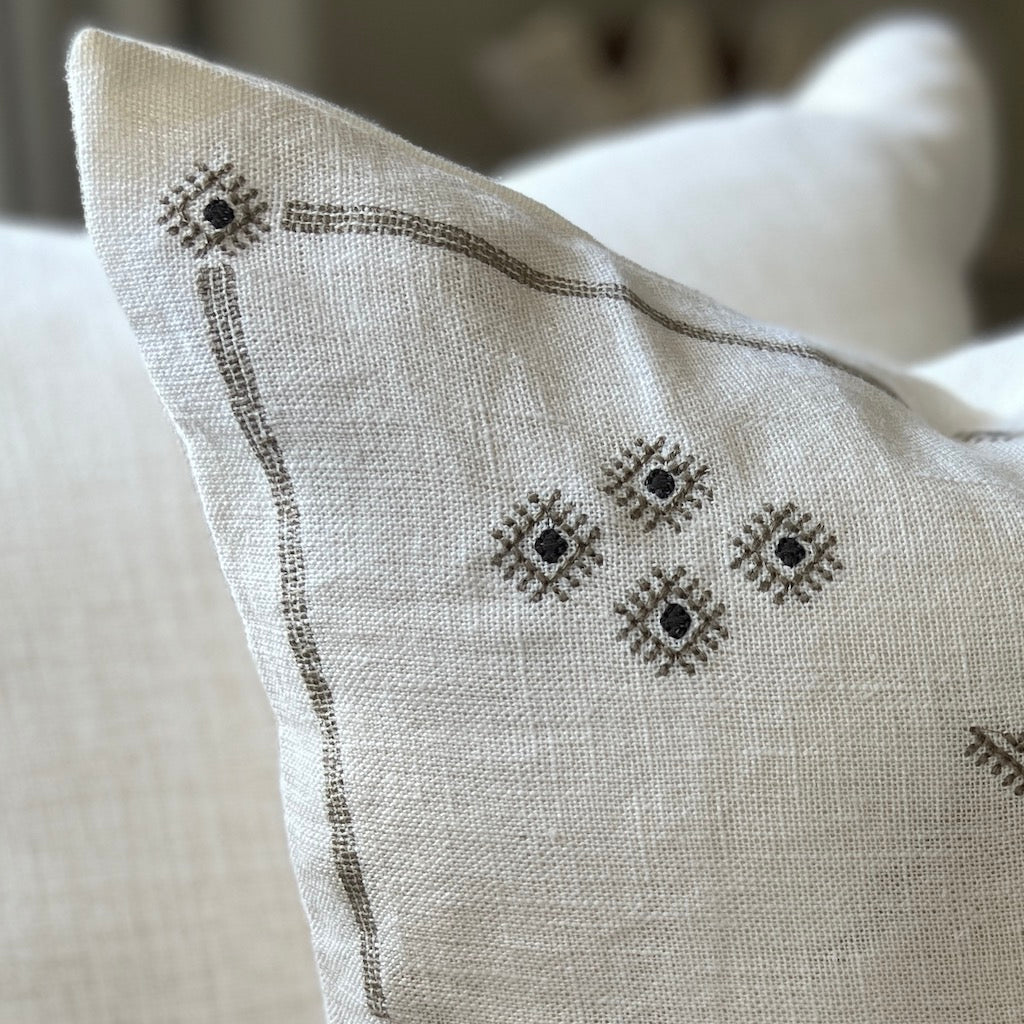 Aora White Cushion Cover Linen
