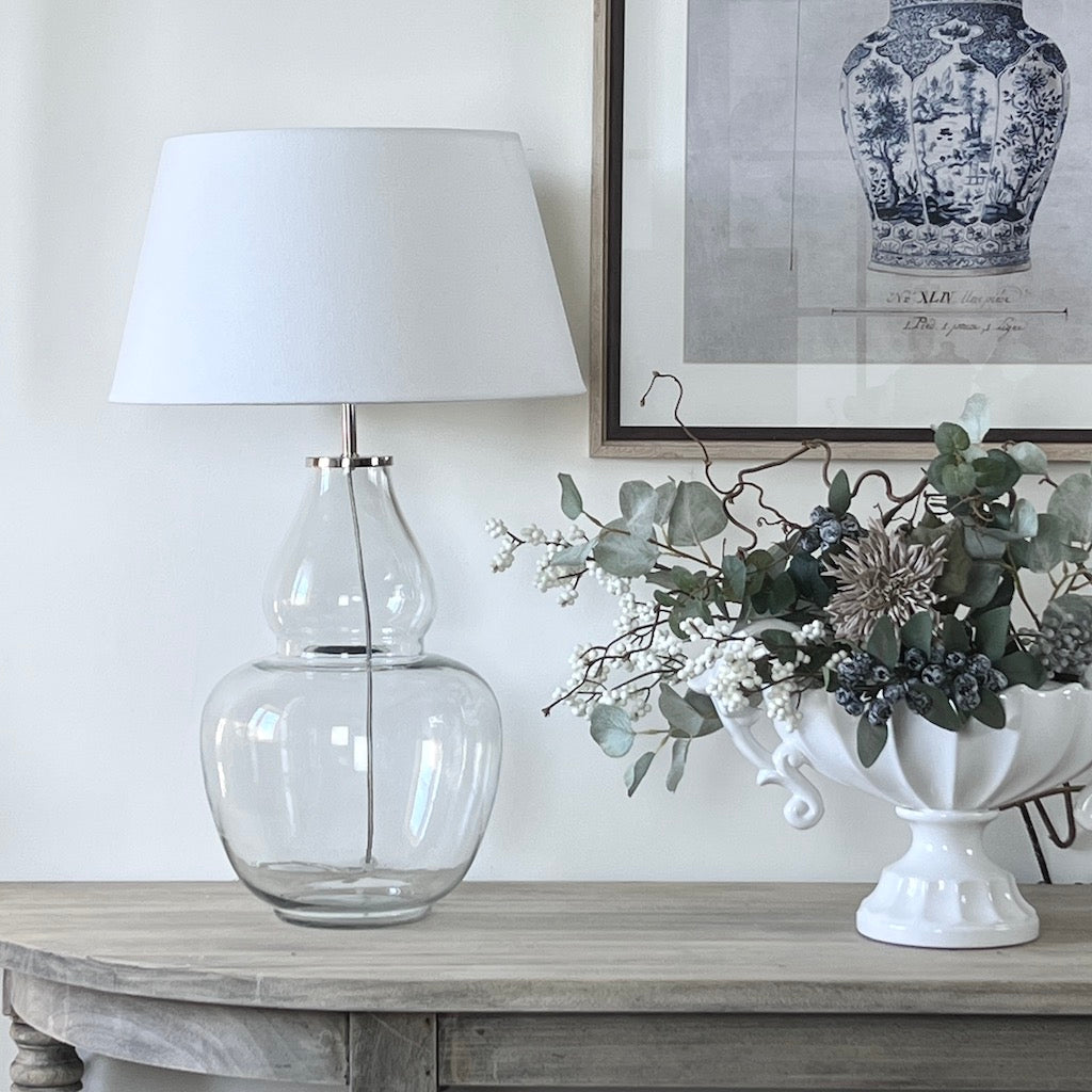 Elegant Clear Glass Shapely Gourd Table Lamp