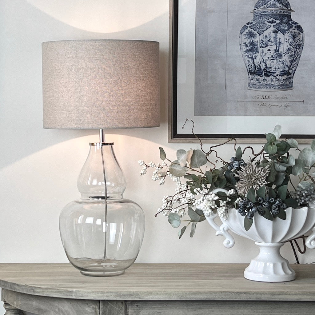 Elegant Clear Glass Shapely Gourd Table Lamp