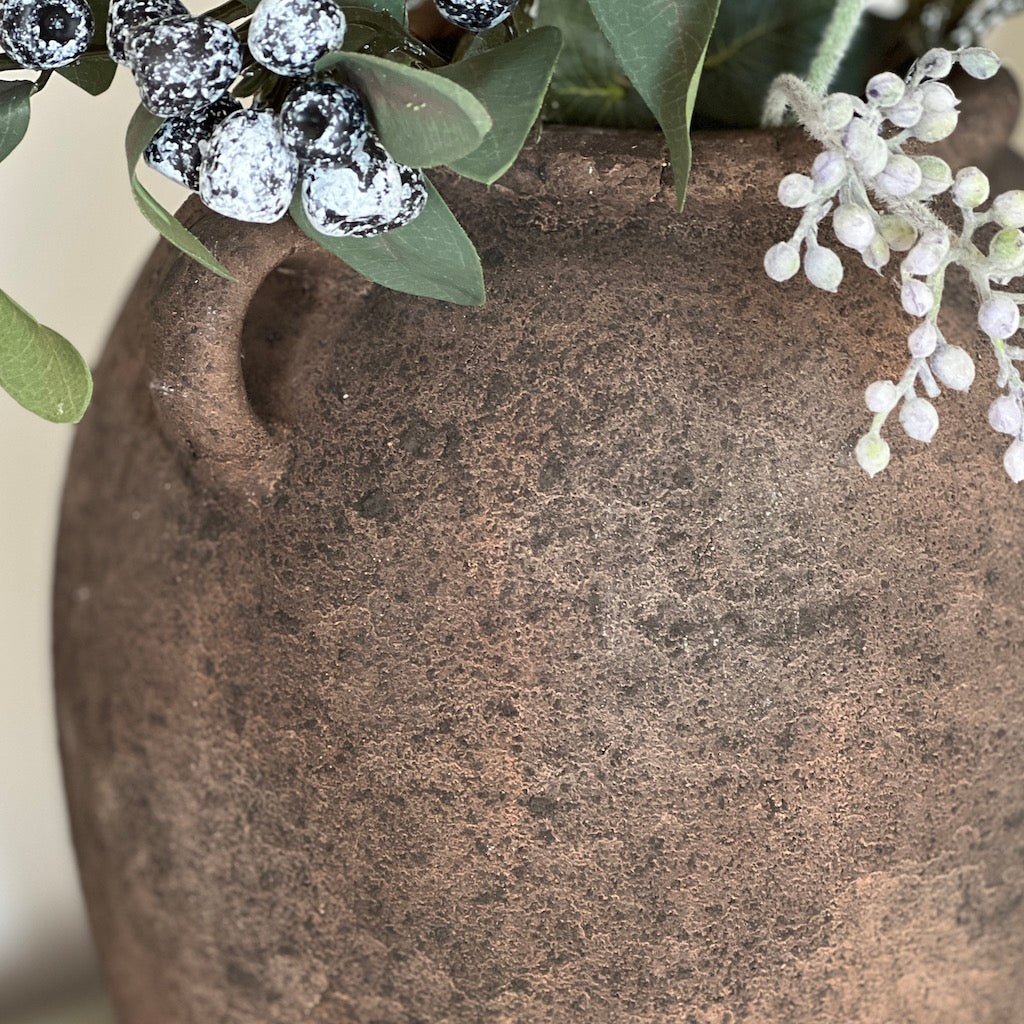 Earthenware Textured Twin Handle Vase