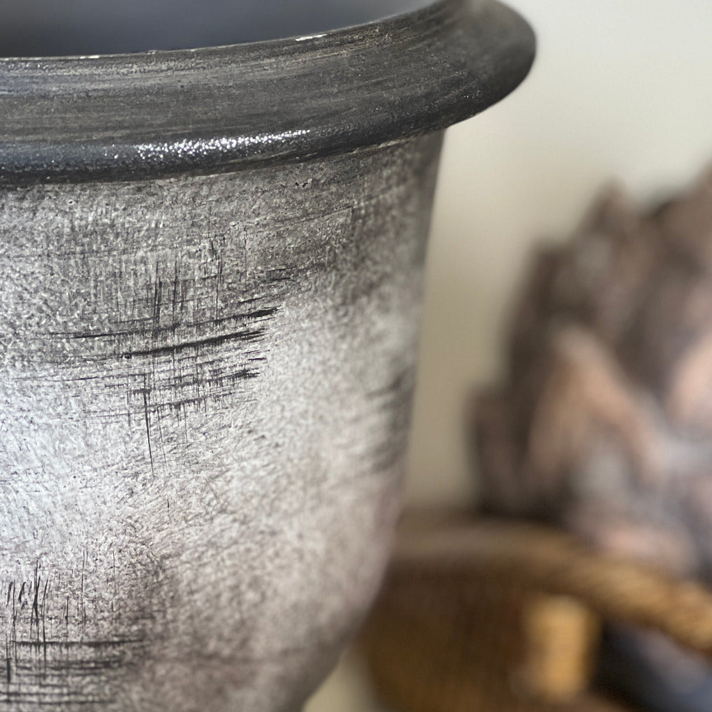 Distressed Dark Urn Pot