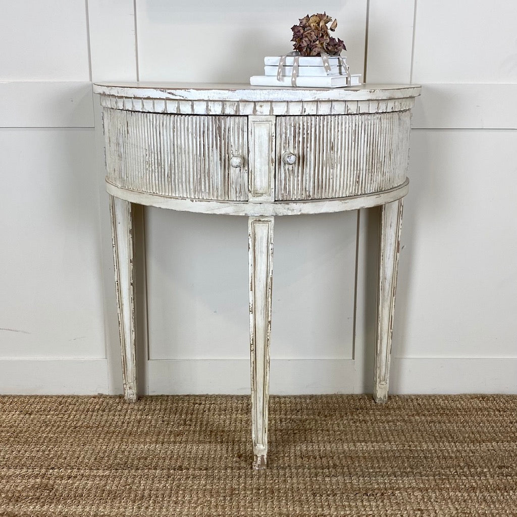 Gustavian Distressed Demi Lune Table