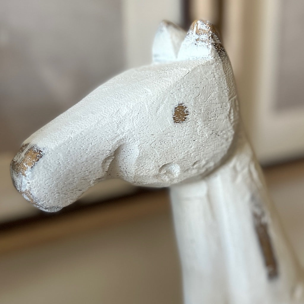 Distressed White Modern Horse Ornament Large