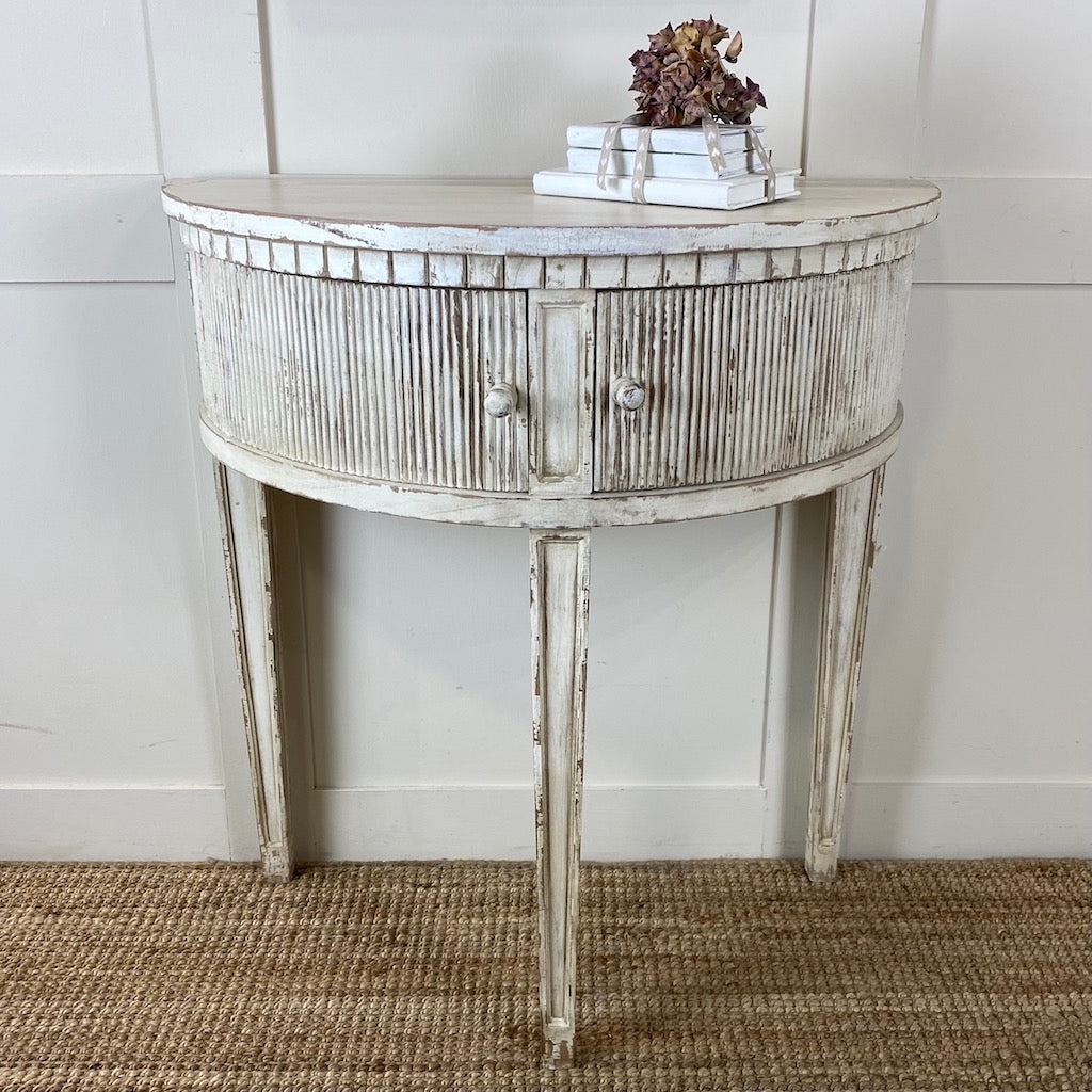 Gustavian Distressed Demi Lune Table