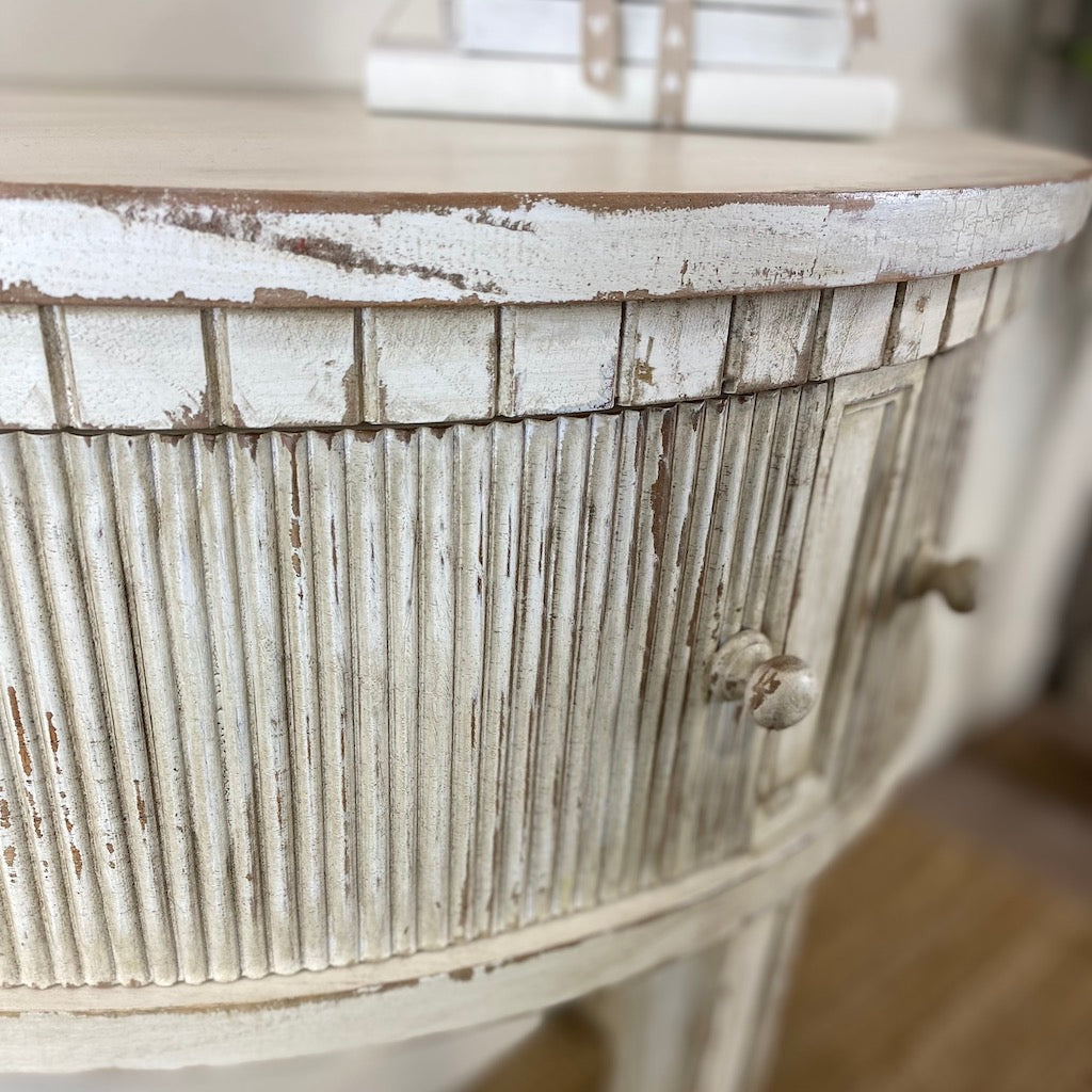 Gustavian Distressed Demi Lune Table
