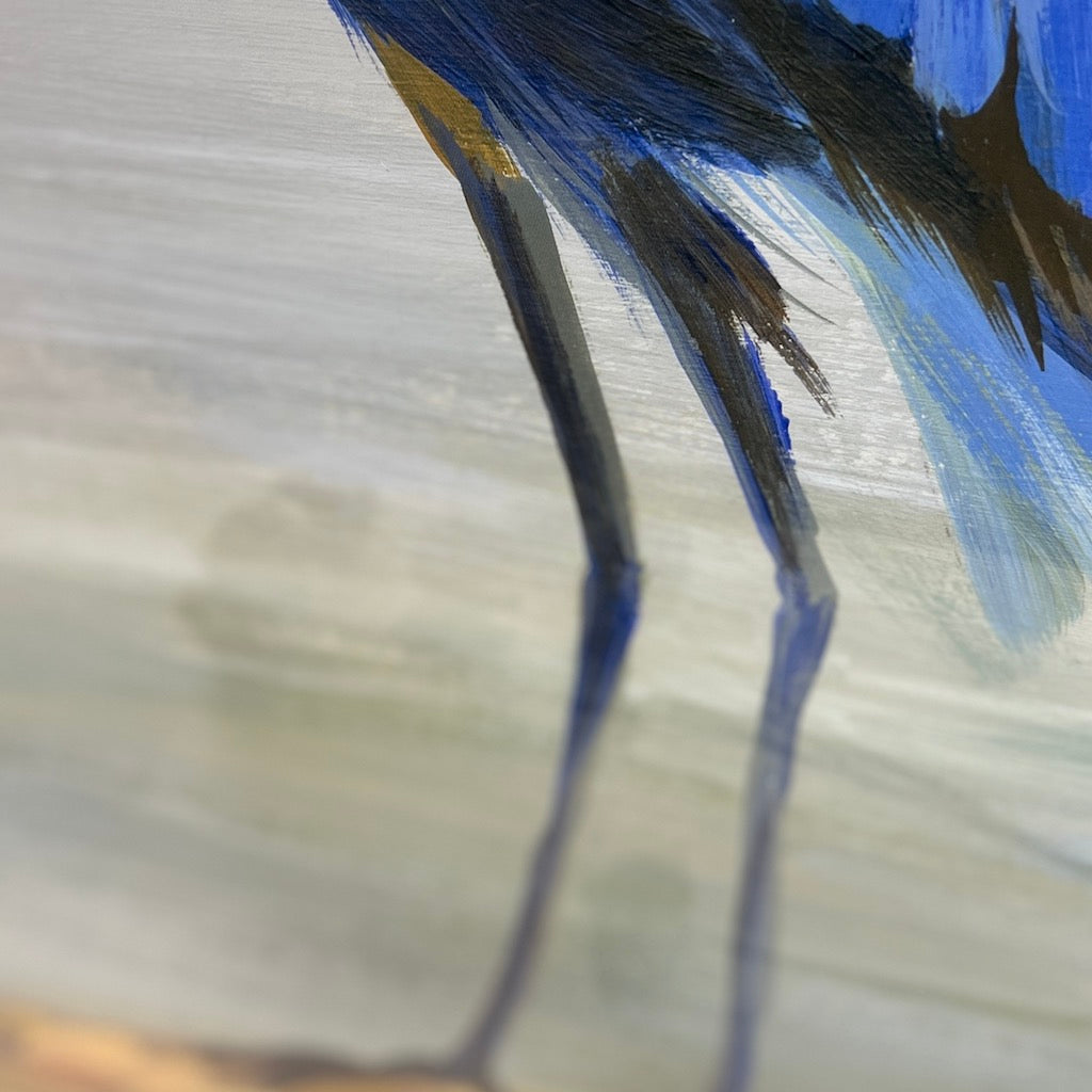 Cobalt Heron Print Frame Hand Finished Hague Blue