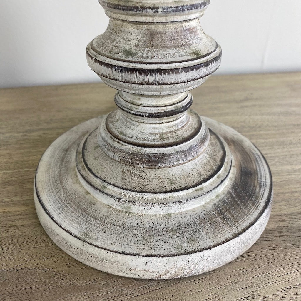 Tall Washed Wooden Table Lamp Ikat Shade