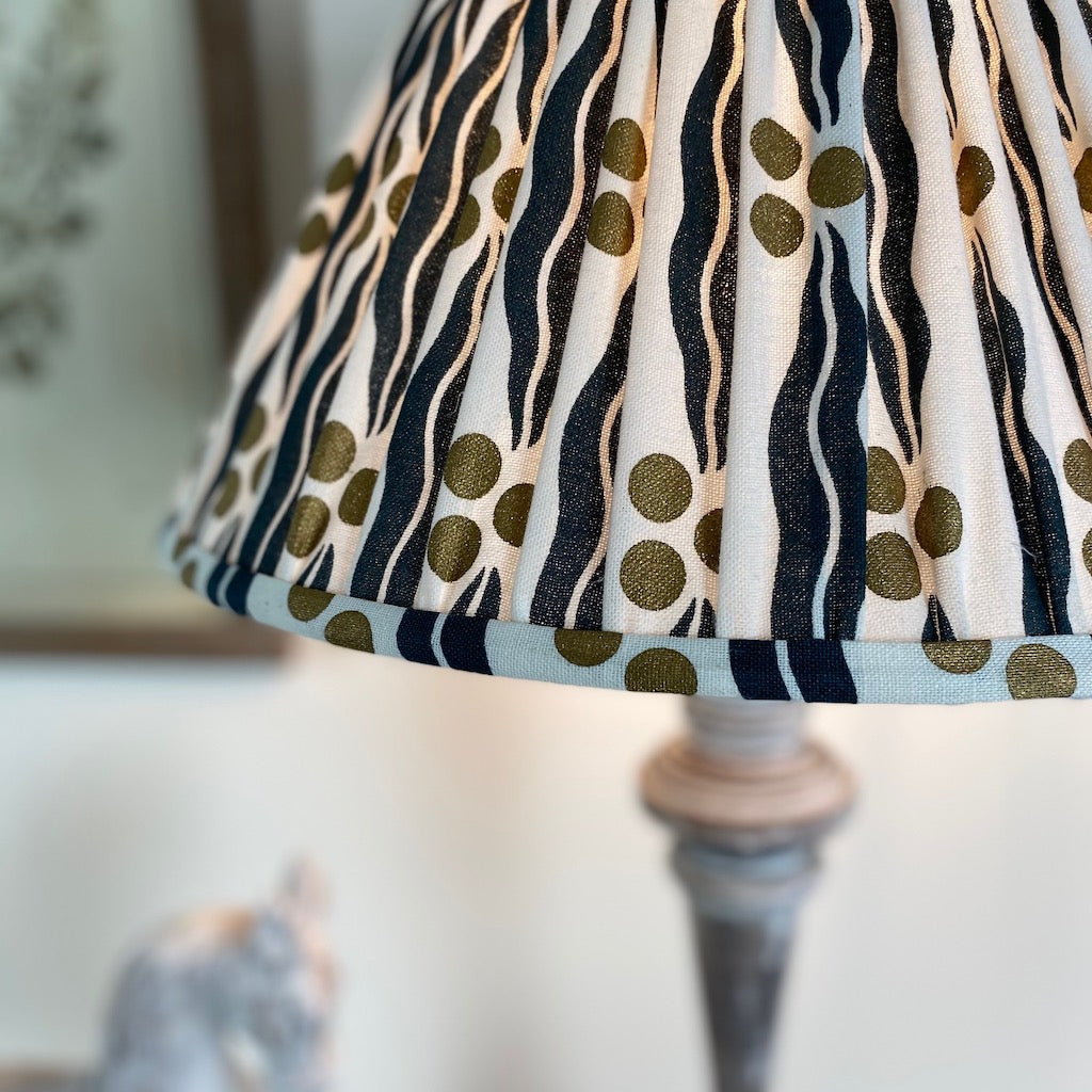 Tall Washed Wooden Table Lamp Ikat Shade