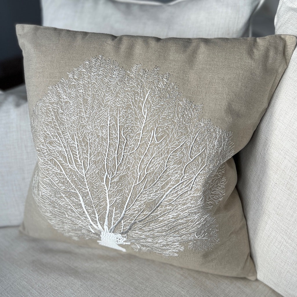 Sea Fan Embroidered Clay Cushion