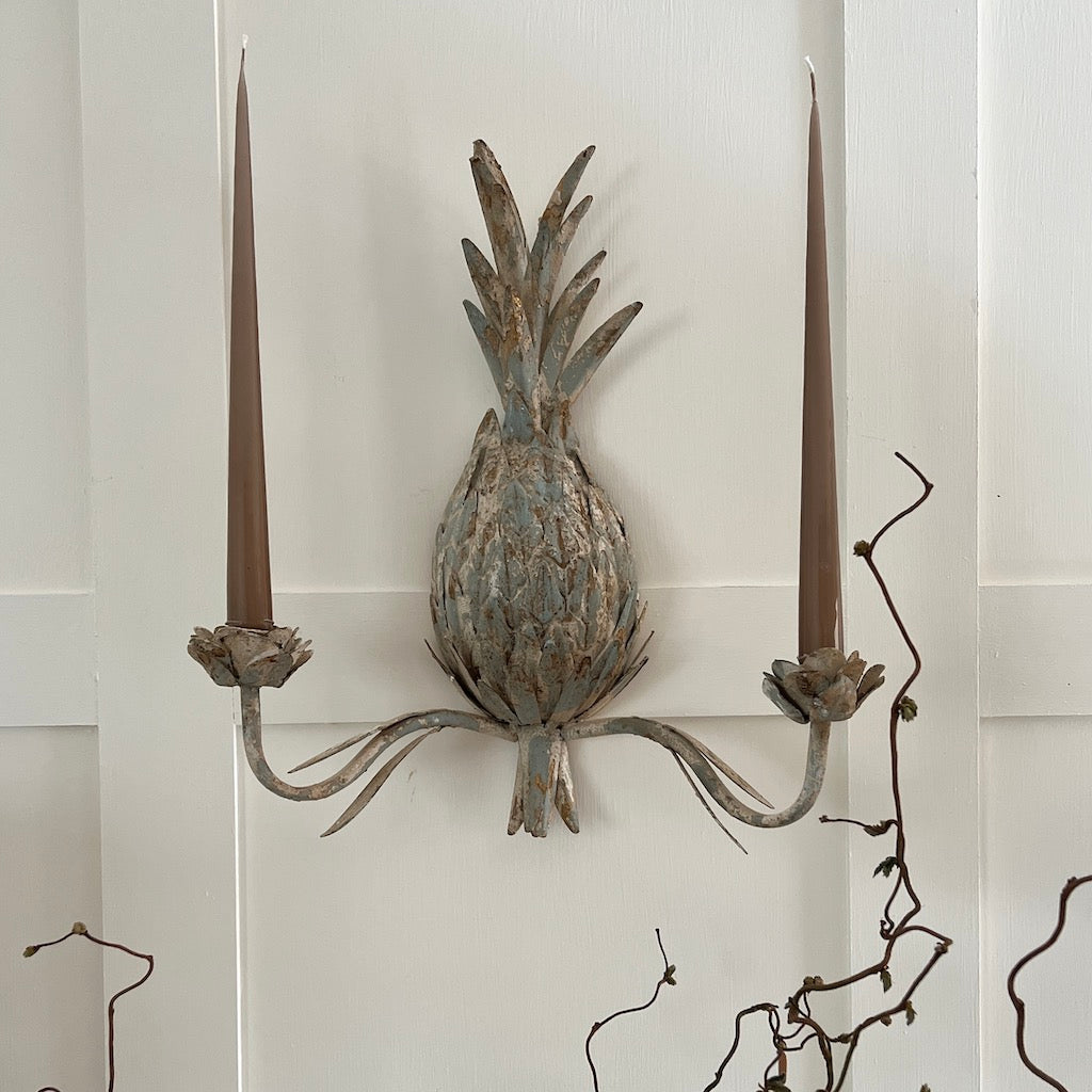 Distressed Metal Pineapple Wall Sconce