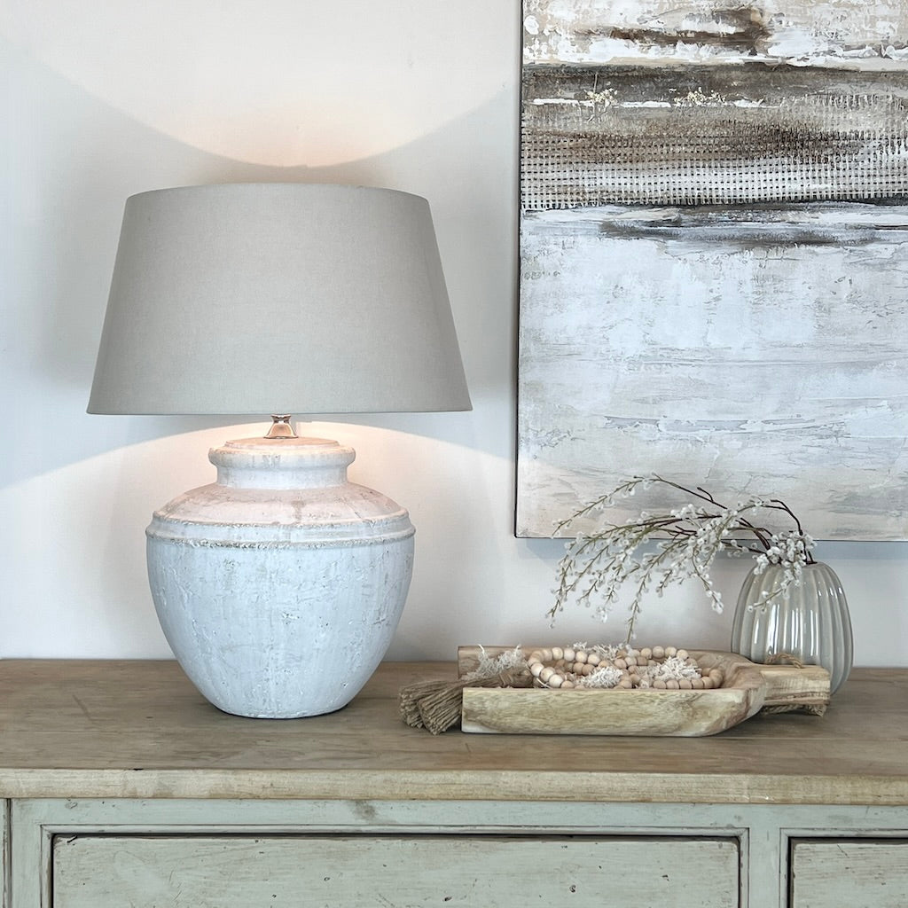 Large Whitewashed Table Ceramic Table Lamp Idro