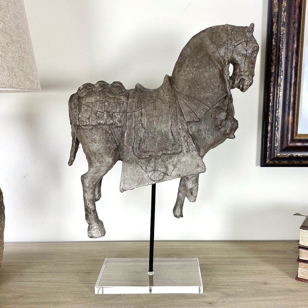 Chetak Aged Horse Sculpture on Acrylic Stand
