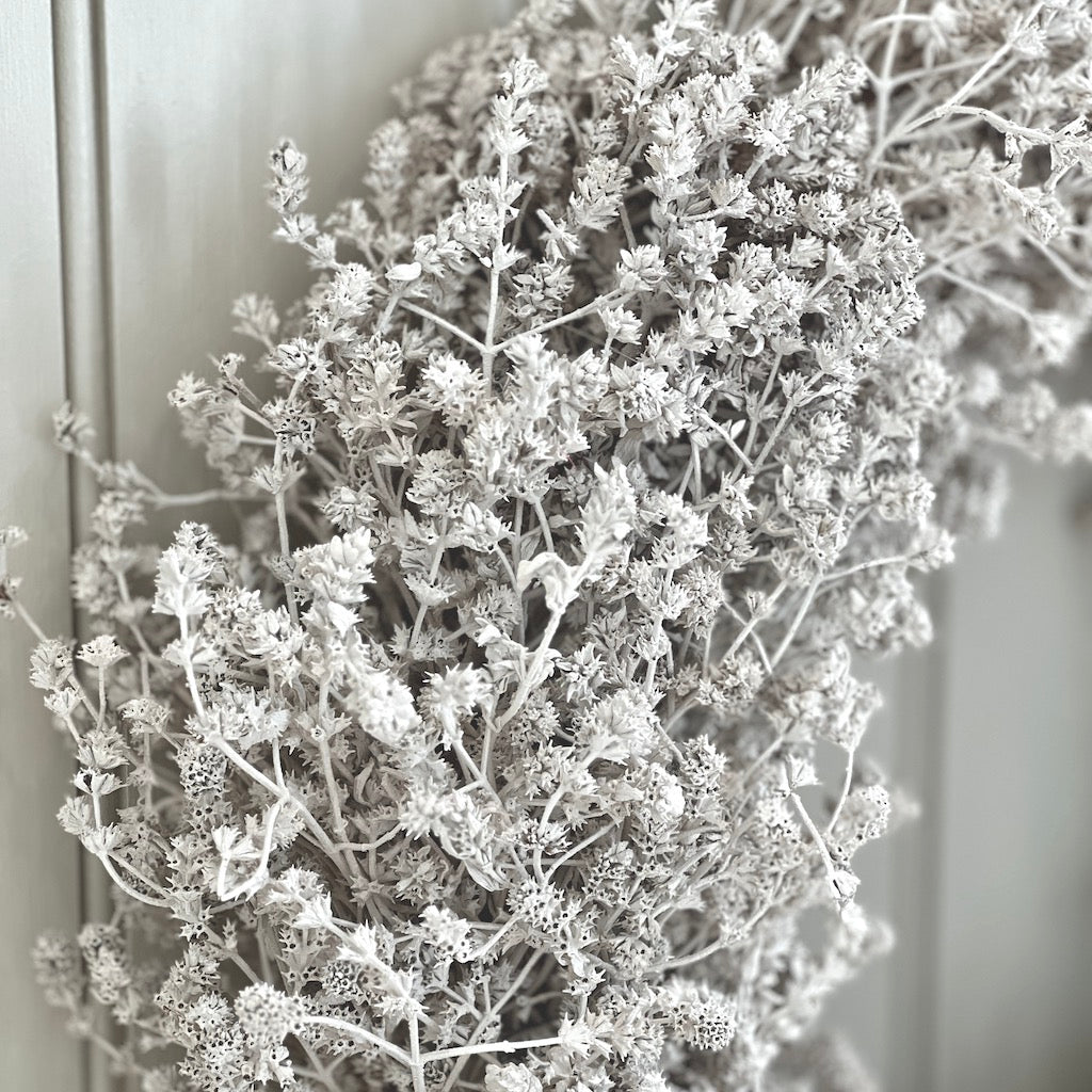Linen Herb Wreath Dried Preserved Misty White