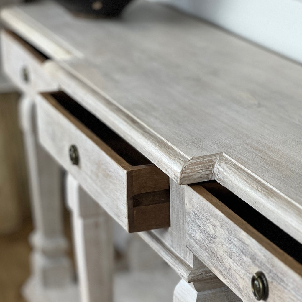 Break Front Classic 3 Drawer Console Table