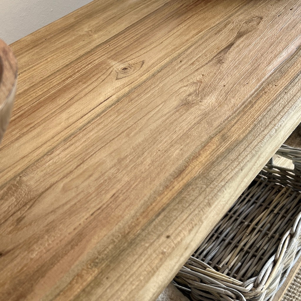 Reclaimed Teak Console Table Bottom Shelf