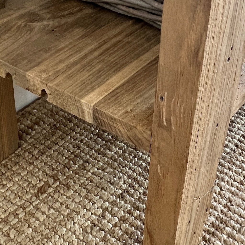Reclaimed Teak Console Table Bottom Shelf