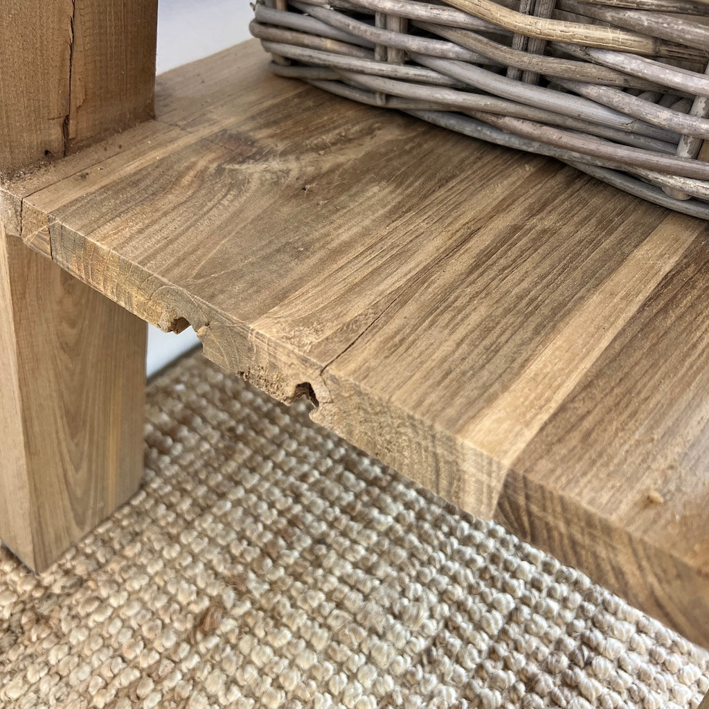 Reclaimed Teak Console Table Bottom Shelf