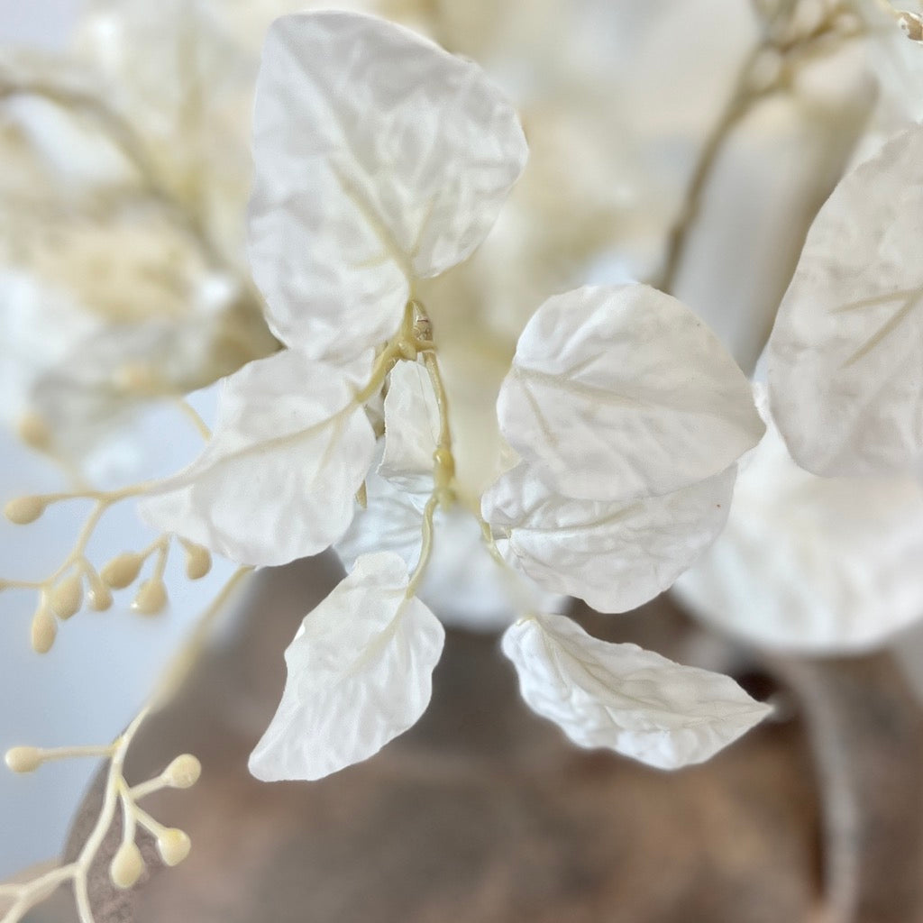 Faux Cream Eucalyptus Leaf With Seeds