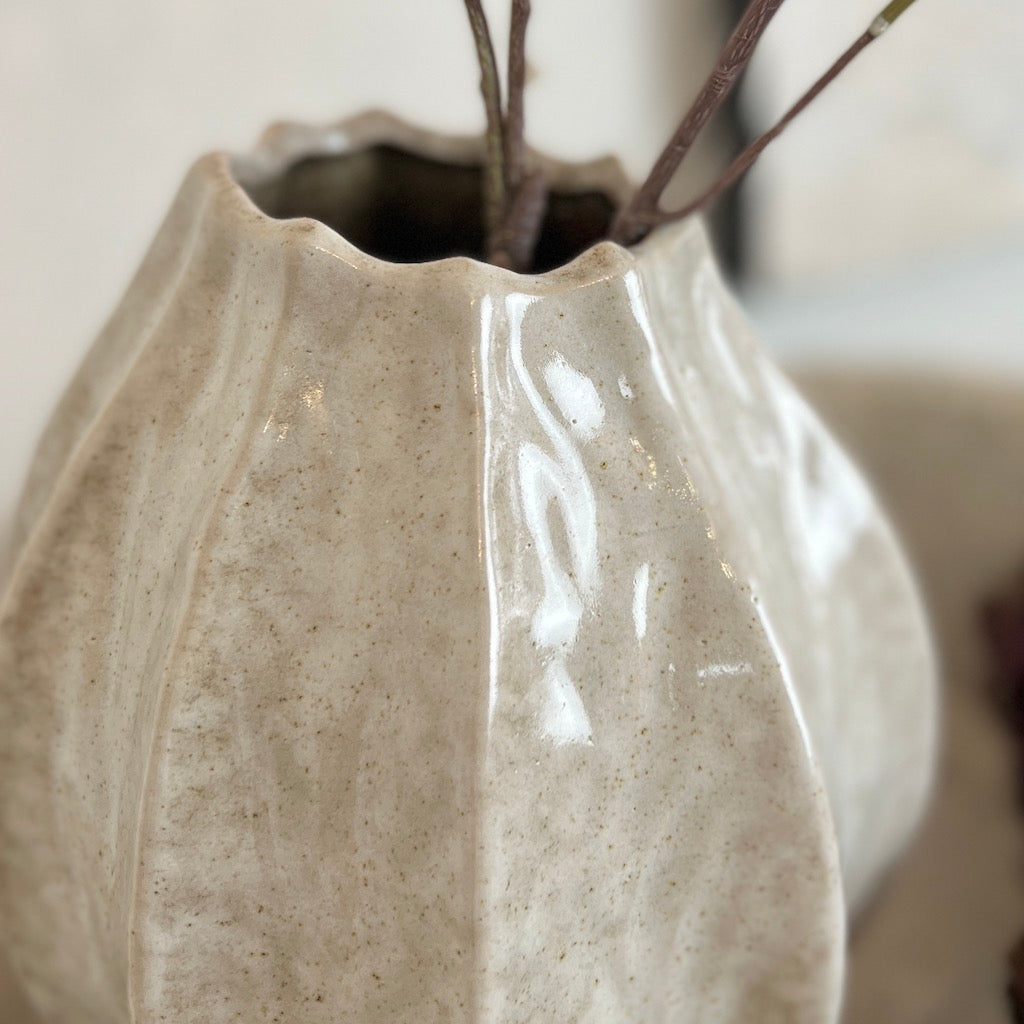 Abstract Fluted Taupe Vase Lizzy