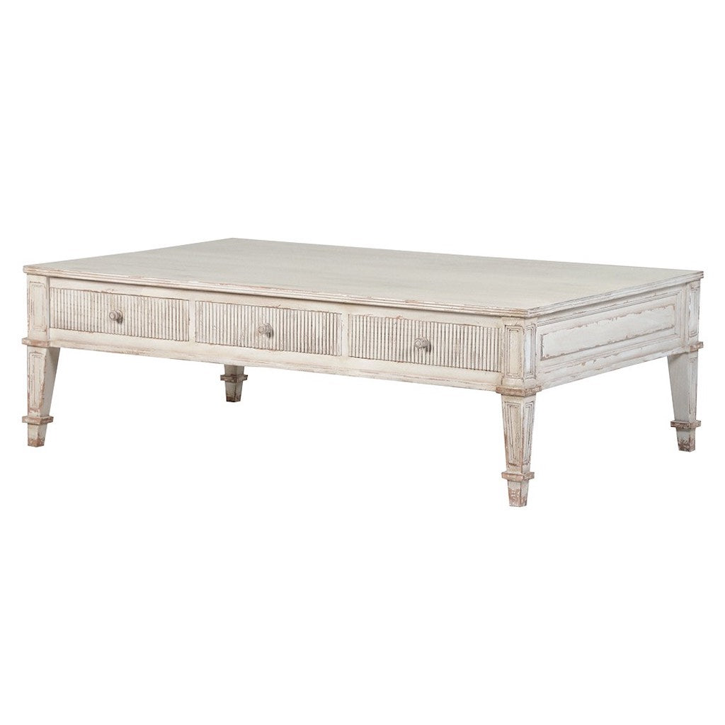 Gustavian 3 Drawer Ribbed Coffee Table