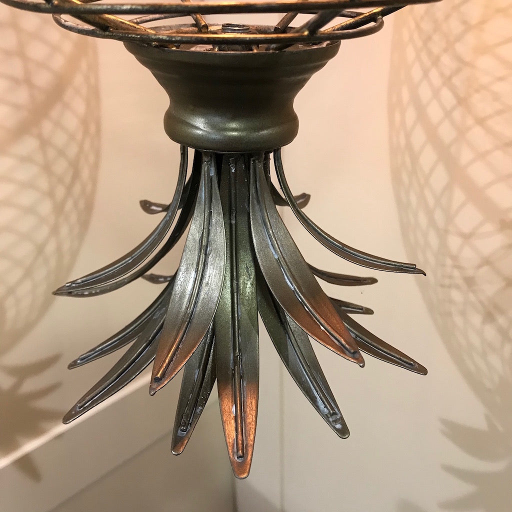 Pineapple Wire Cage Pendant Light Distressed Bronze