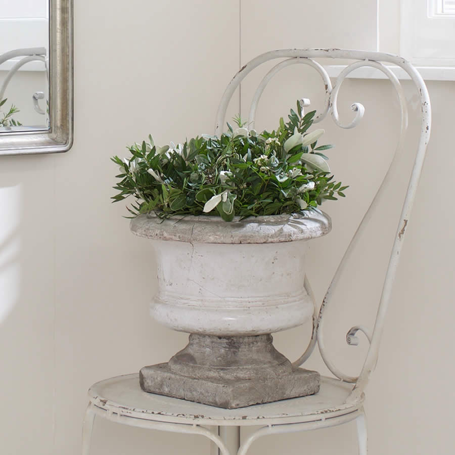 Grey Stone & Ceramic Glazed Urn Large