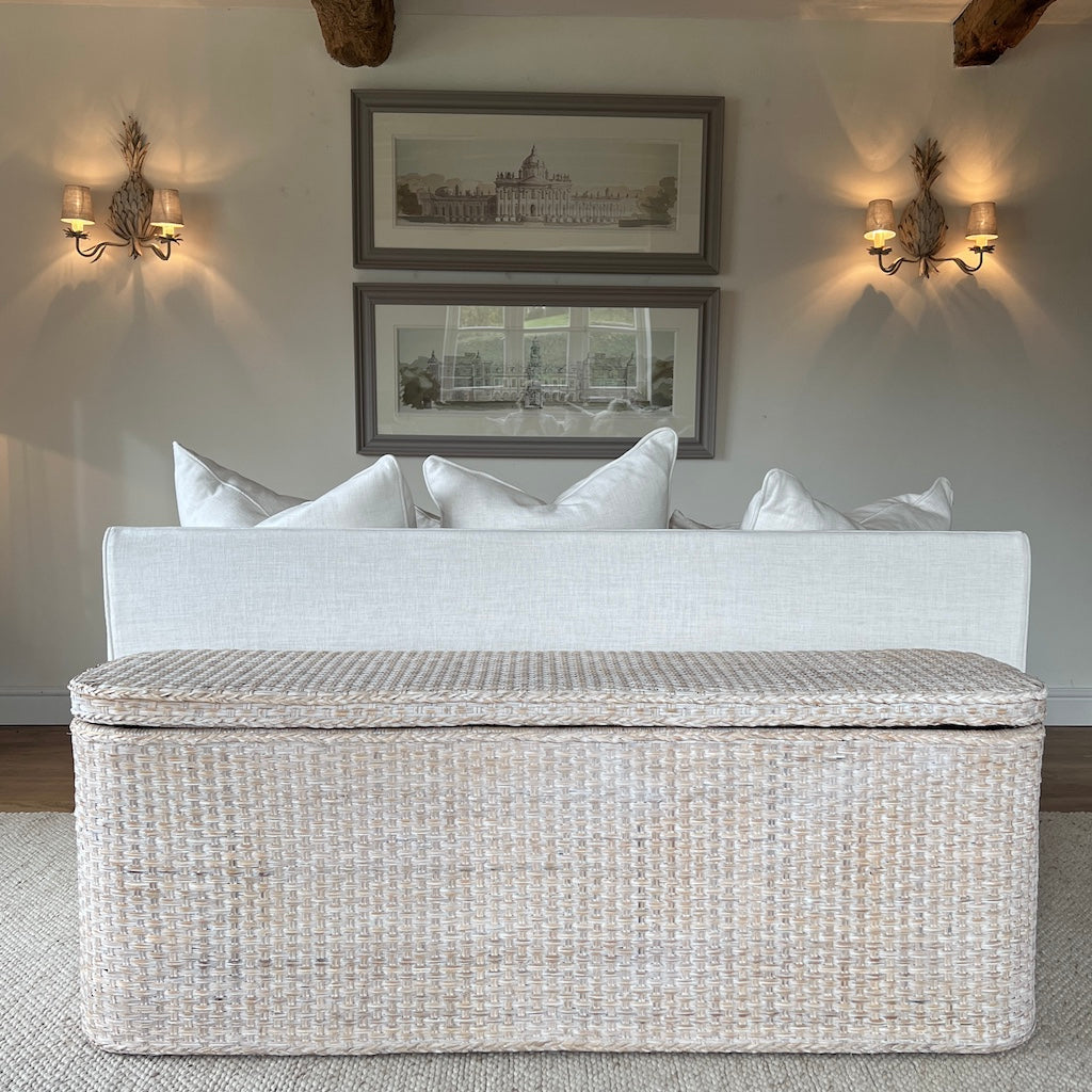 Wicker bench for end of bed deals