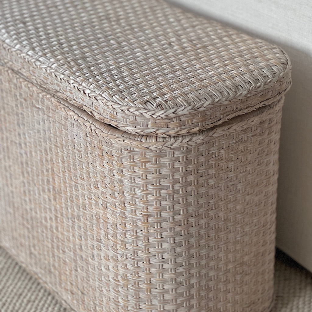 Rattan Whitewashed Ottoman Bed End