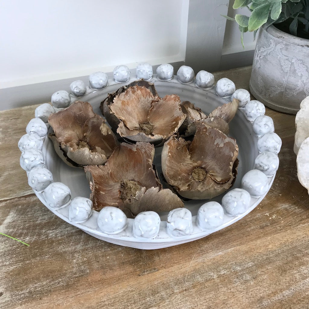  Pale Grey Glaze Shallow Pom Pom Bowl 