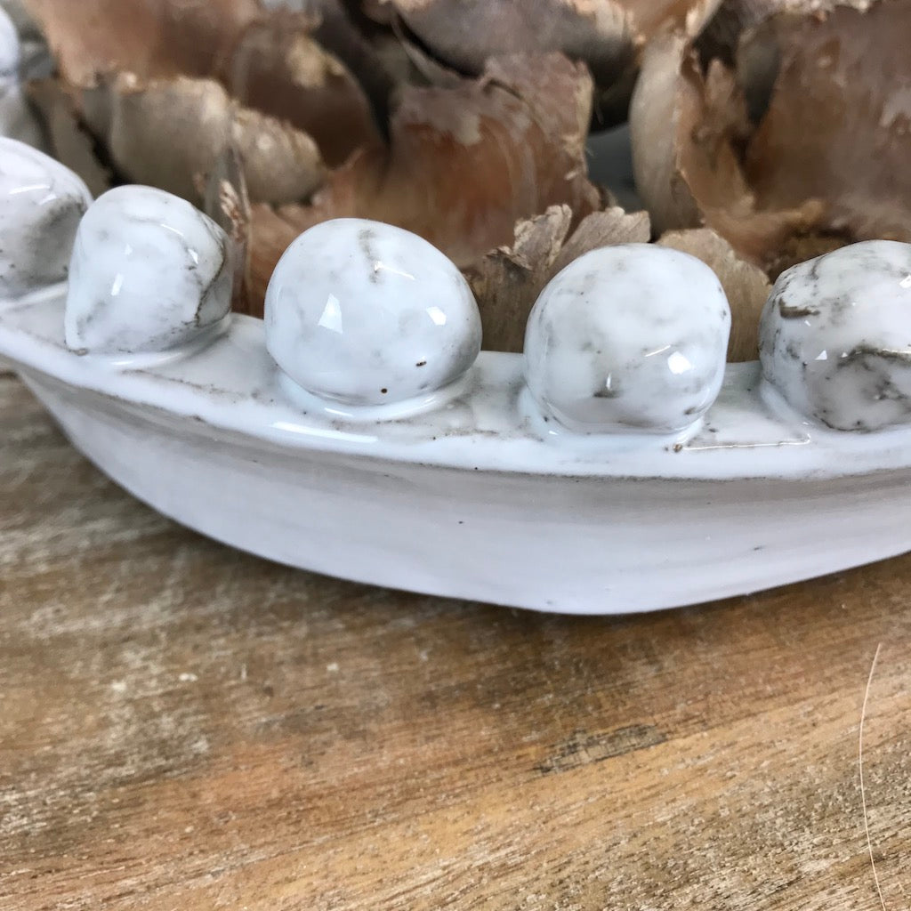  Pale Grey Glaze Shallow Pom Pom Bowl 