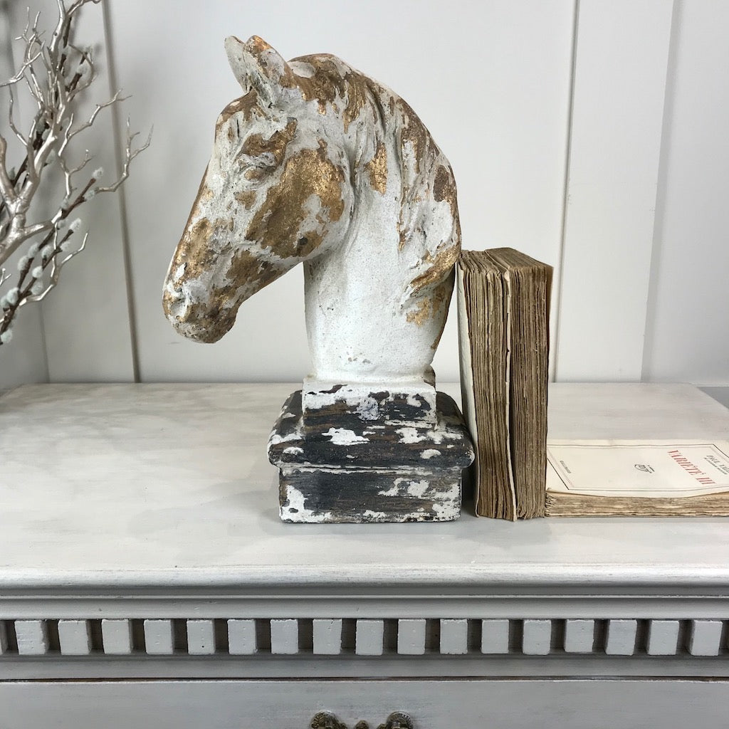 Distressed Painted Horse Statue