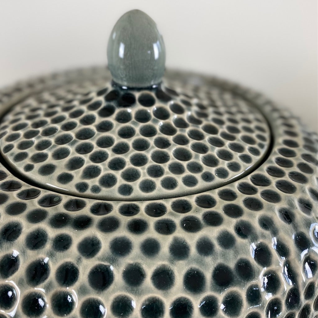 Striking Large Lidded Dimple Jar