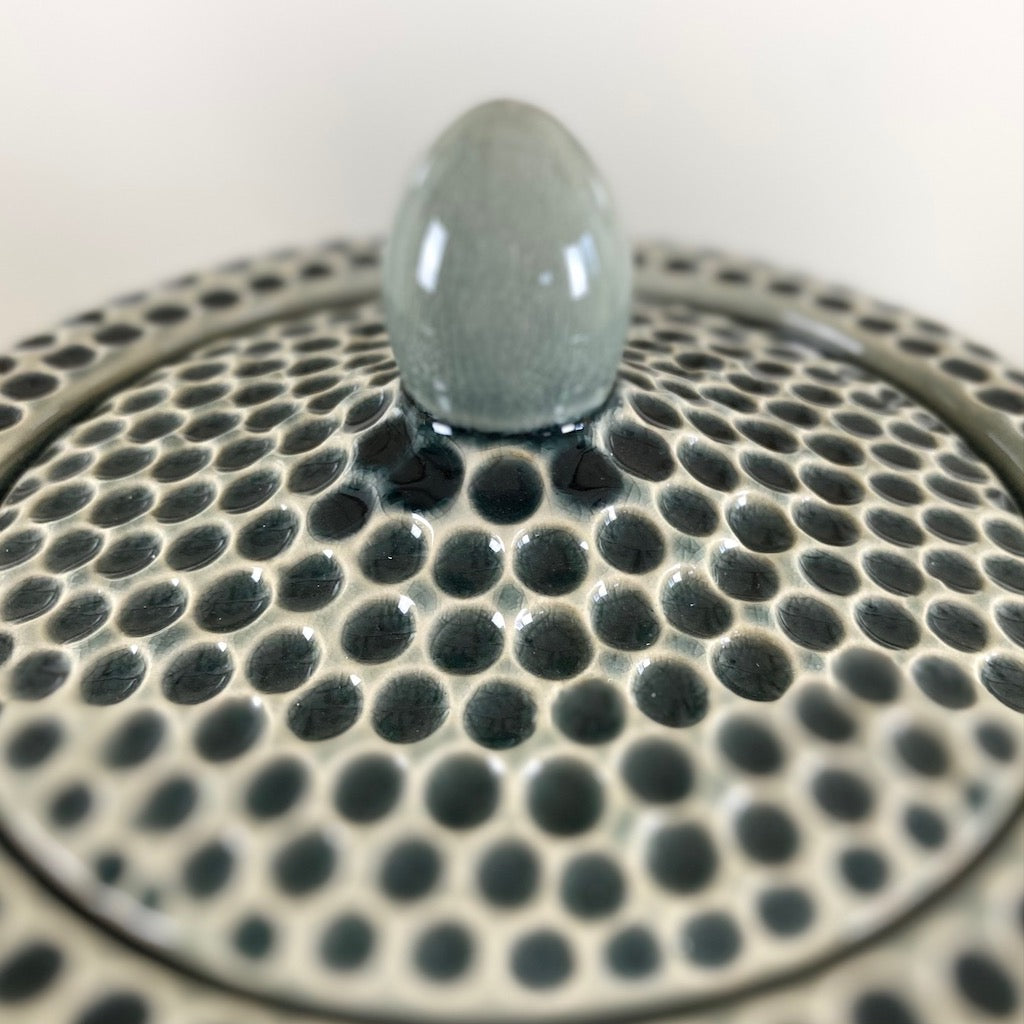 Striking Large Lidded Dimple Jar