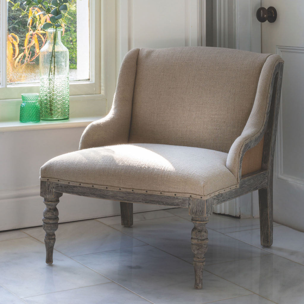 Small Gustavian Chair Taupe Fabric
