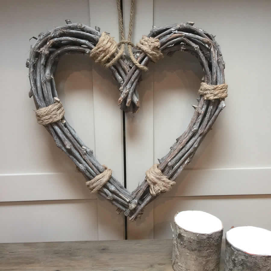 Willow Heart Tied Rope Wreath Hanging Heart