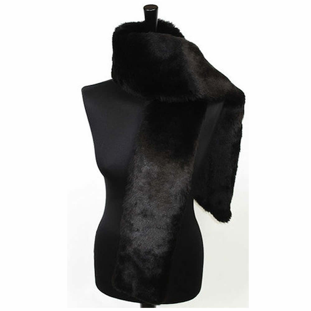 Helen Moore Luxury Faux Fur Long Scarf Jet